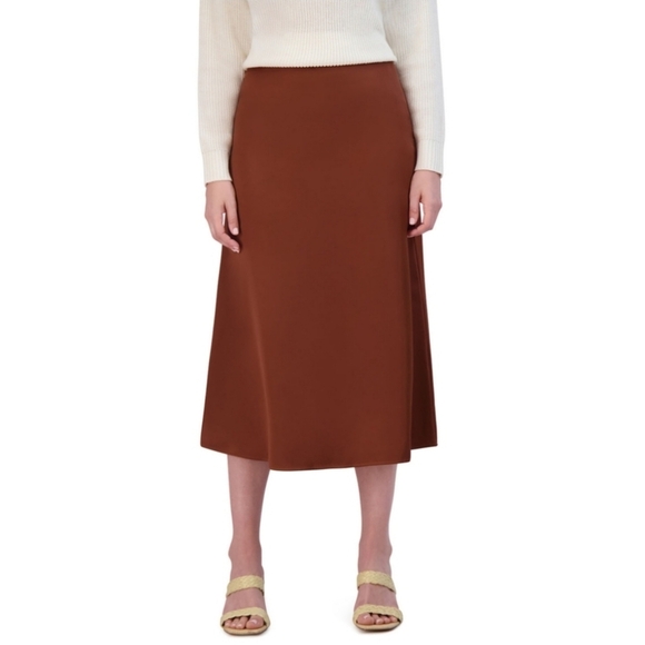 French Connection Women's Satin Skirt. Color: Brown. Size Small. New.Soft comf - Picture 1 of 10